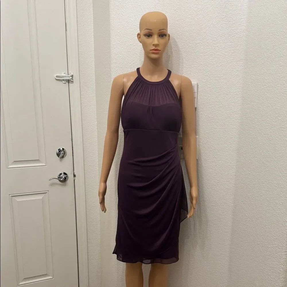 David's Bridal Deep Purple Mini Dress
